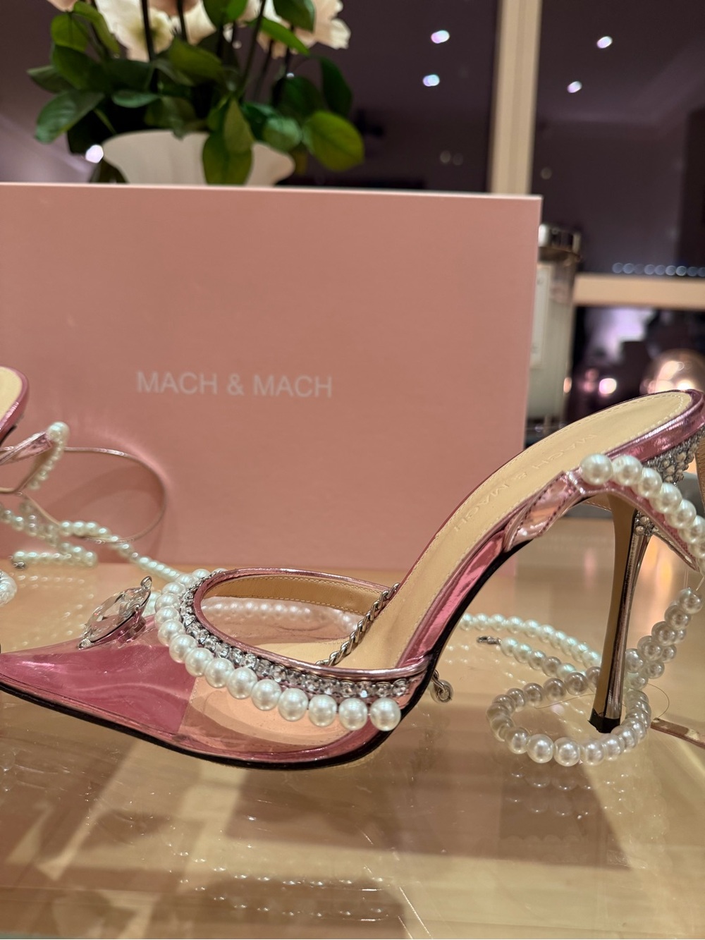 MACH & MACH Diamond of Elizabeth pink Pearl & Crystal PVC size 36 - Picture 6 of 8